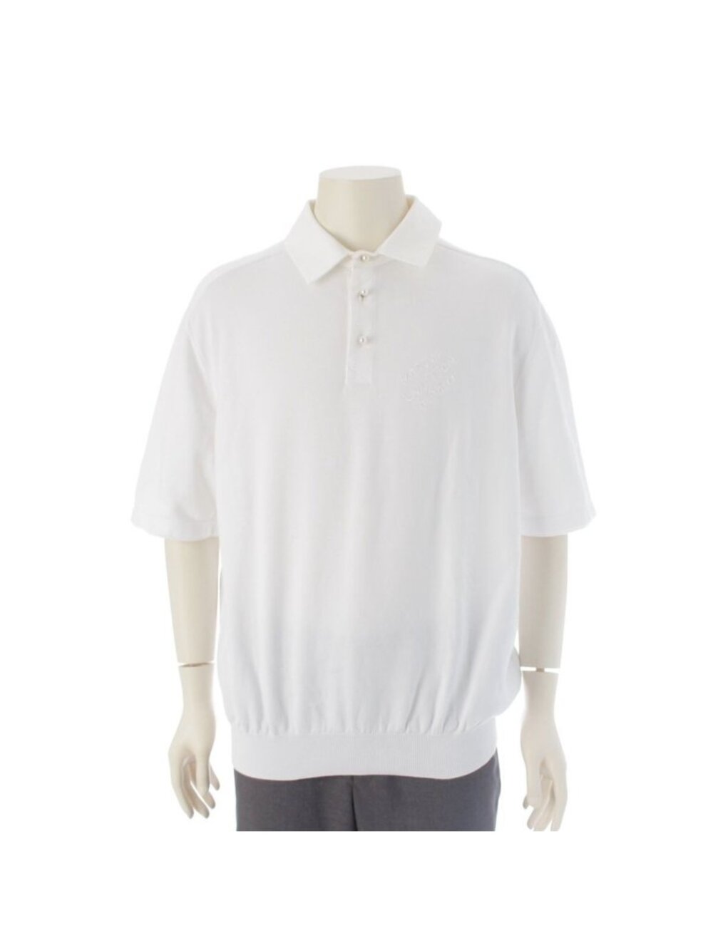 Louis Vuitton Cotton Blend Embroidery Logo Polo Shirt Short Sleeve Pearl